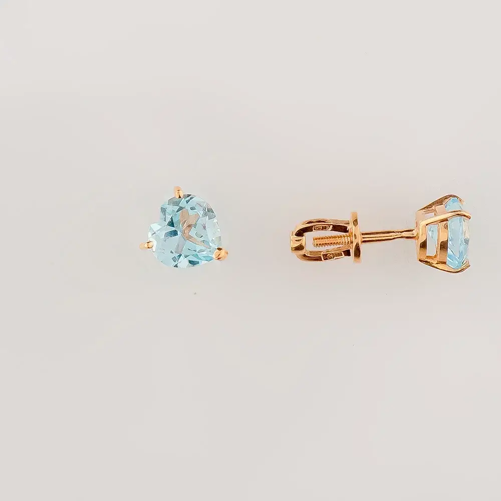 Серьги с топазом из красного золота 585 пробы