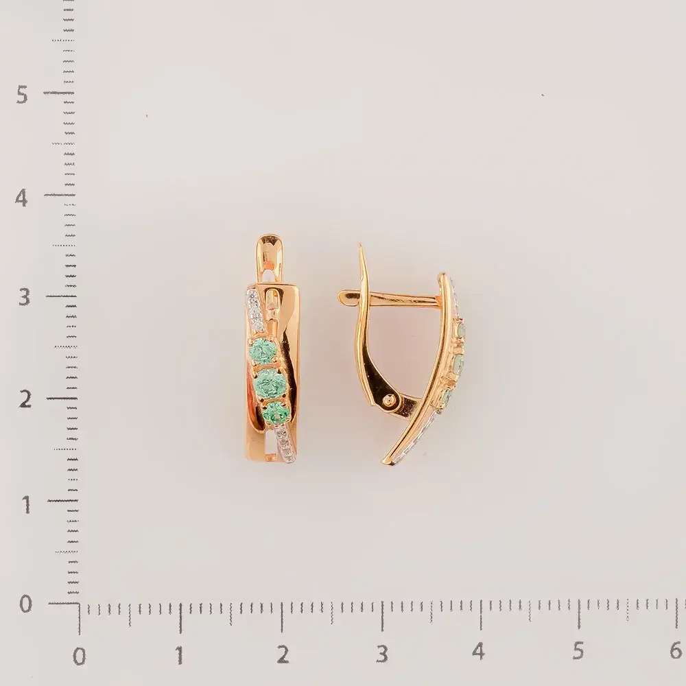 Серьги с фианитом из красного золота 585 пробы
