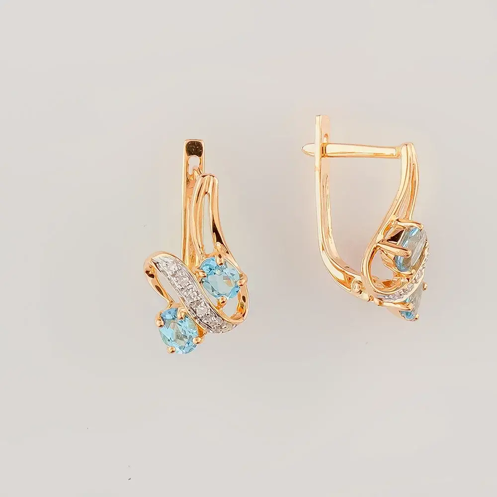 Серьги с топазом из красного золота 585 пробы