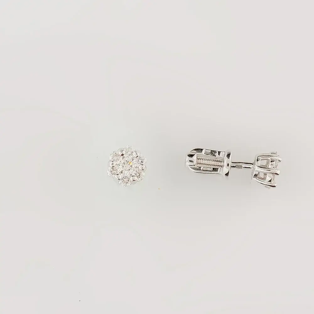 Серьги с бриллиантом из белого золота 585 пробы