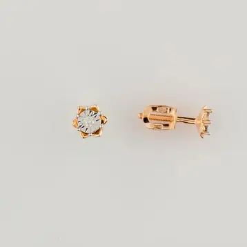 Серьги с бриллиантом из красного золота 585 пробы
