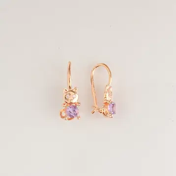 Серьги с фианитом из красного золота 585 пробы