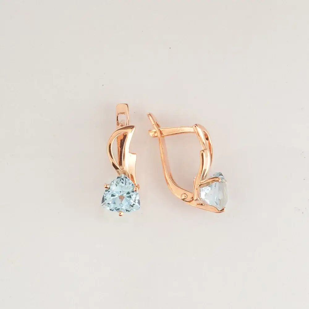 Серьги с топазом из красного золота 585 пробы