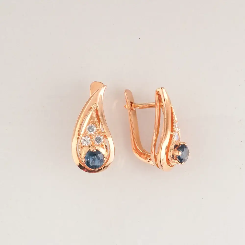 Серьги с сапфиром из красного золота 583 пробы