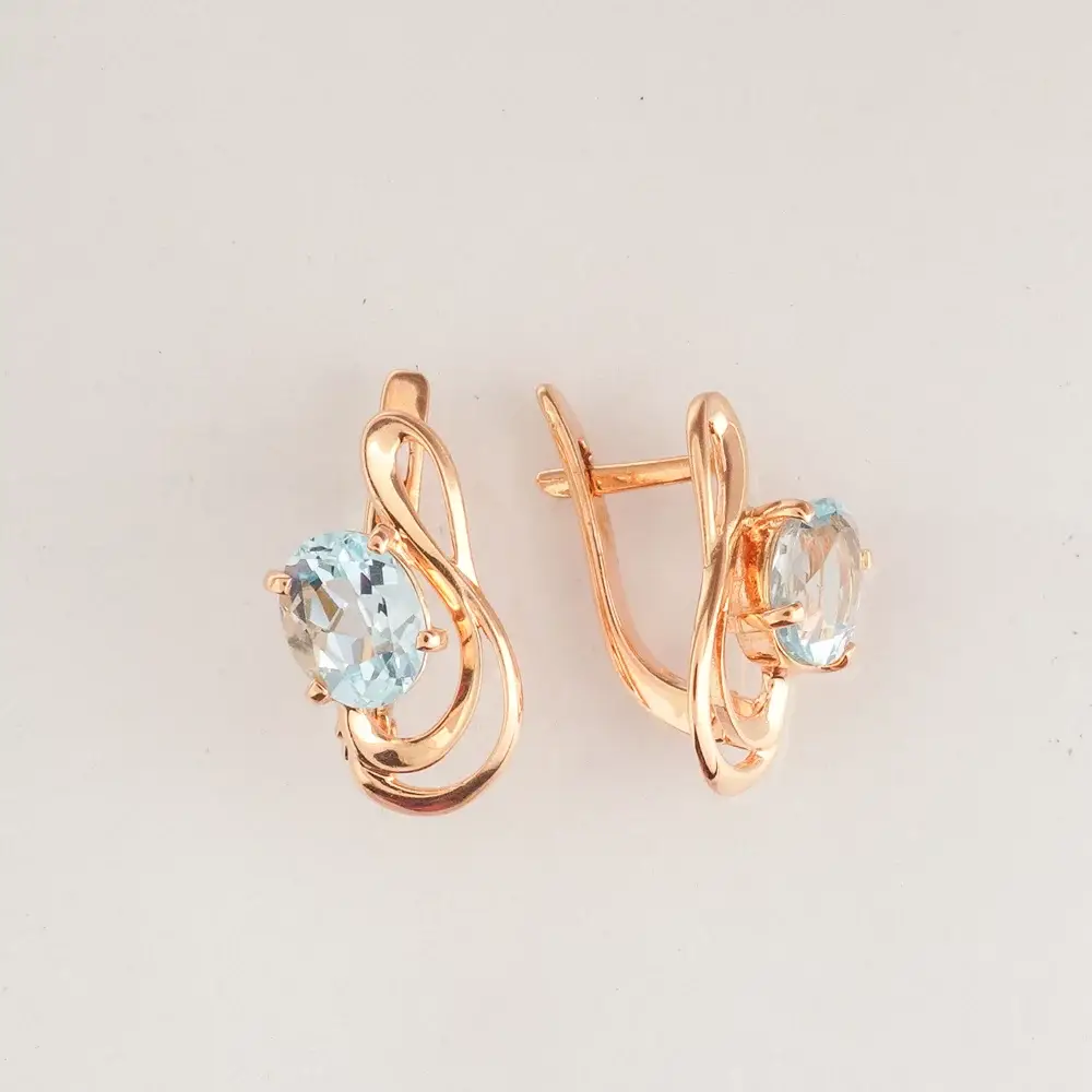 Серьги с топазом из красного золота 585 пробы