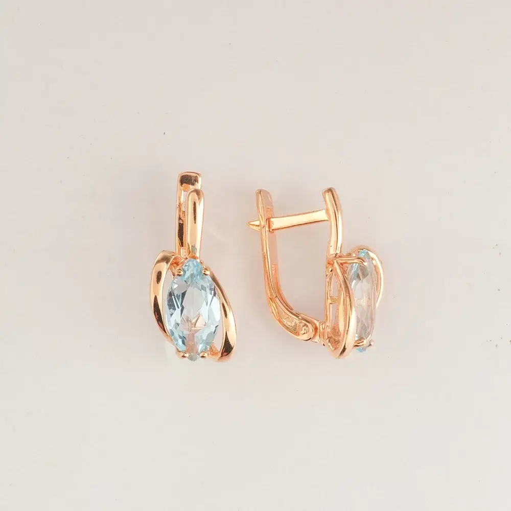 Серьги с топазом из красного золота 585 пробы