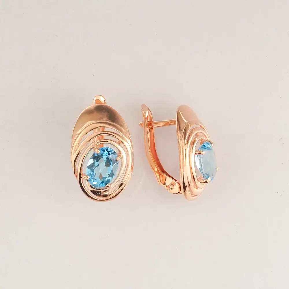 Серьги с топазом из красного золота 585 пробы