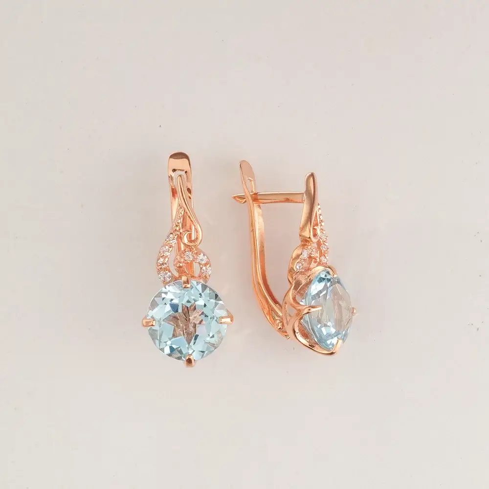 Серьги с топазом из красного золота 585 пробы