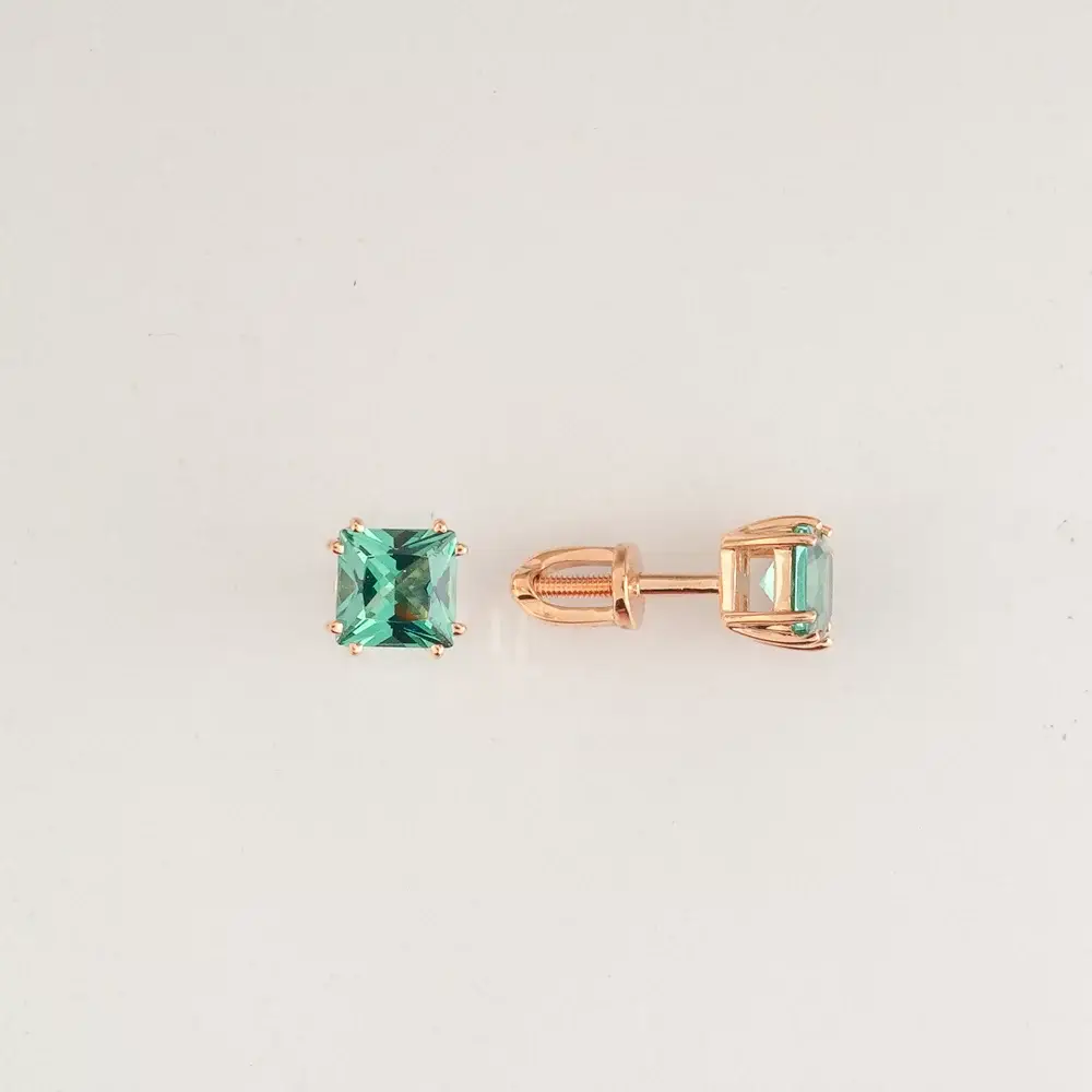 Серьги с ситаллом из красного золота 585 пробы
