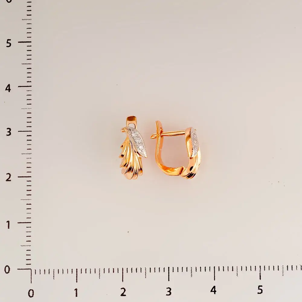 Серьги с фианитом из красного золота 585 пробы 2