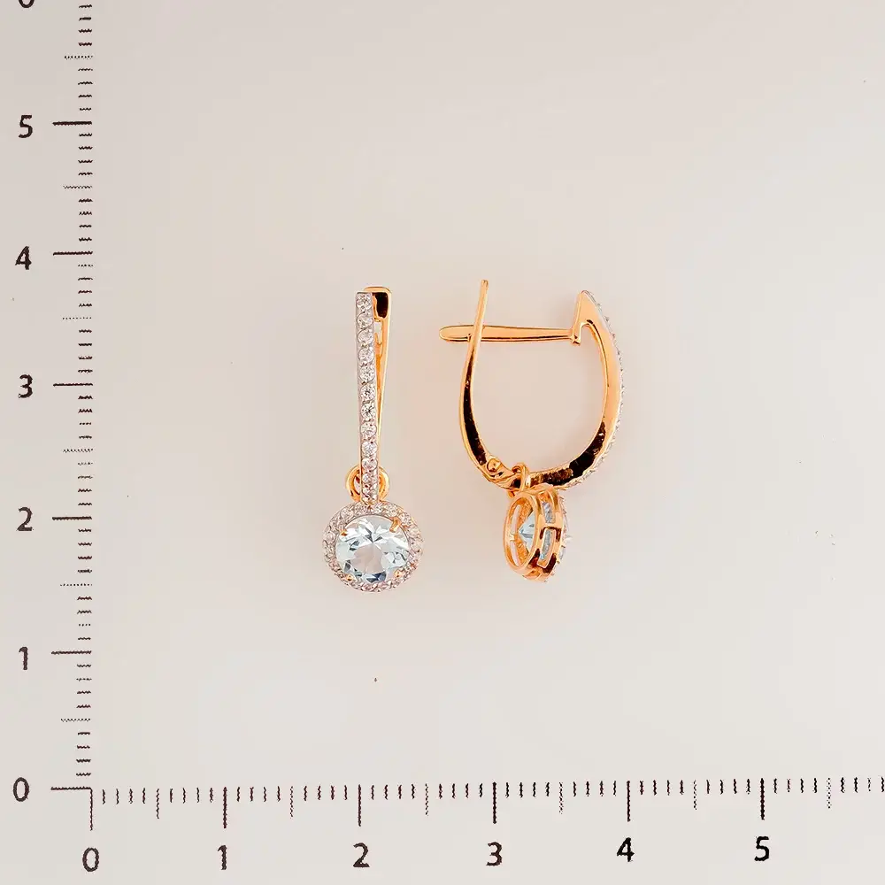 Серьги с топазом из красного золота 585 пробы 2
