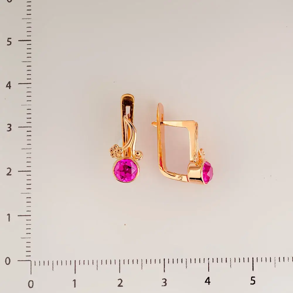 Серьги с корундом синтетическим из красного золота 583 пробы 2