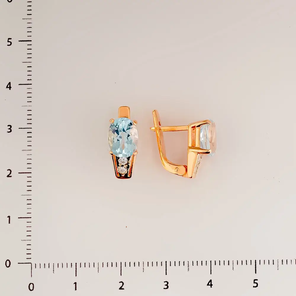 Серьги с топазом из красного золота 585 пробы 2