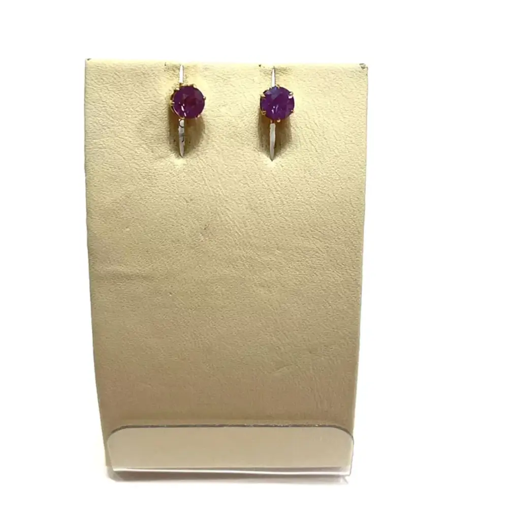 Серьги с корундом синтетическим из красного золота 583 пробы