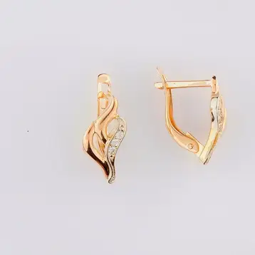 Серьги с фианитом из красного золота 585 пробы