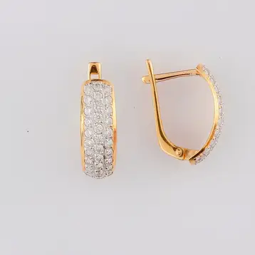 Серьги с фианитом из красного золота 585 пробы