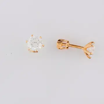 Серьги с фианитом из красного золота 585 пробы