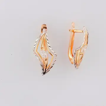 Серьги с фианитом из красного золота 585 пробы