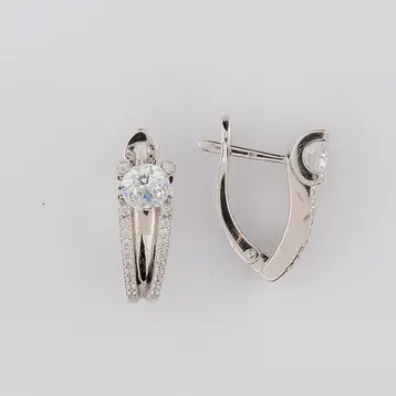 Серьги с фианитом из белого золота 585 пробы