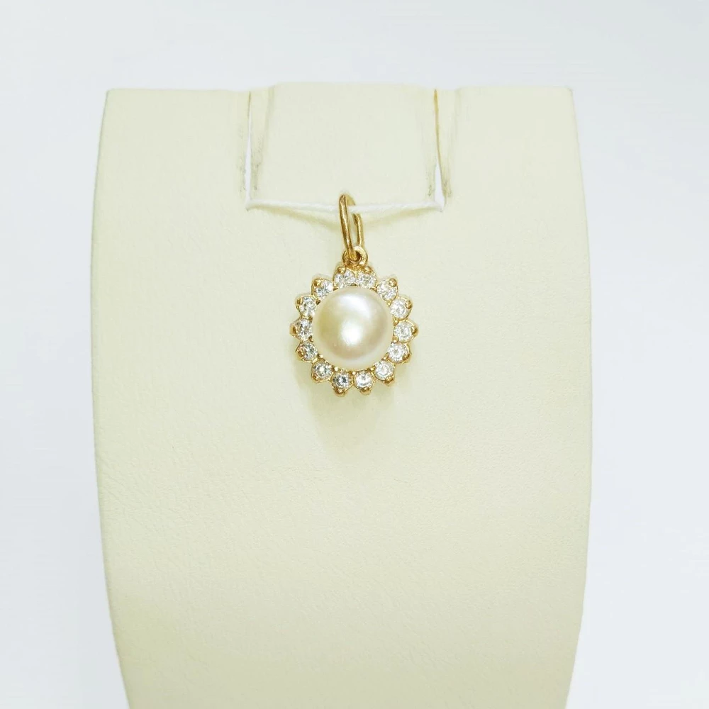 Подвес с жемчугом из красного золота 585 пробы 1