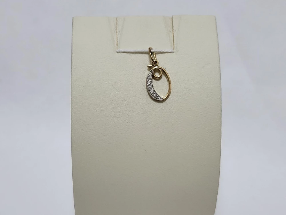 Подвес с фианитом из красного золота 585 пробы