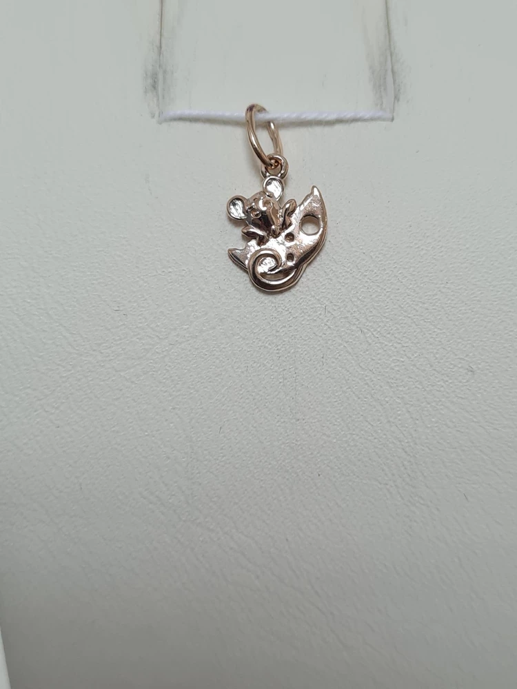 Подвес с фианитом из красного золота 585 пробы