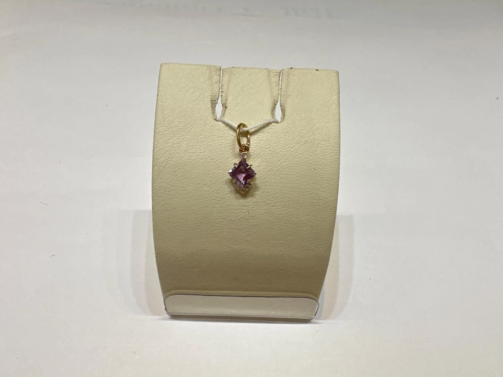 Подвес с фианитом из красного золота 585 пробы