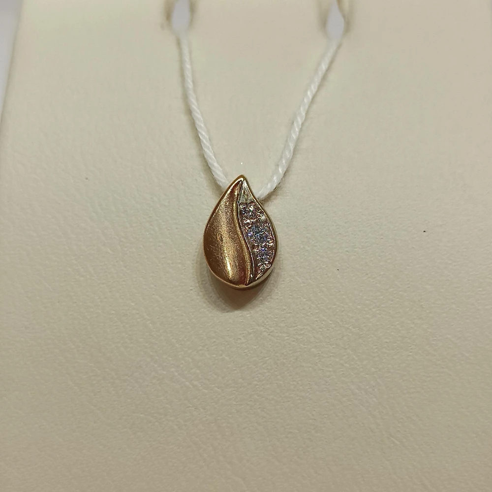 Подвес с фианитом из красного золота 585 пробы