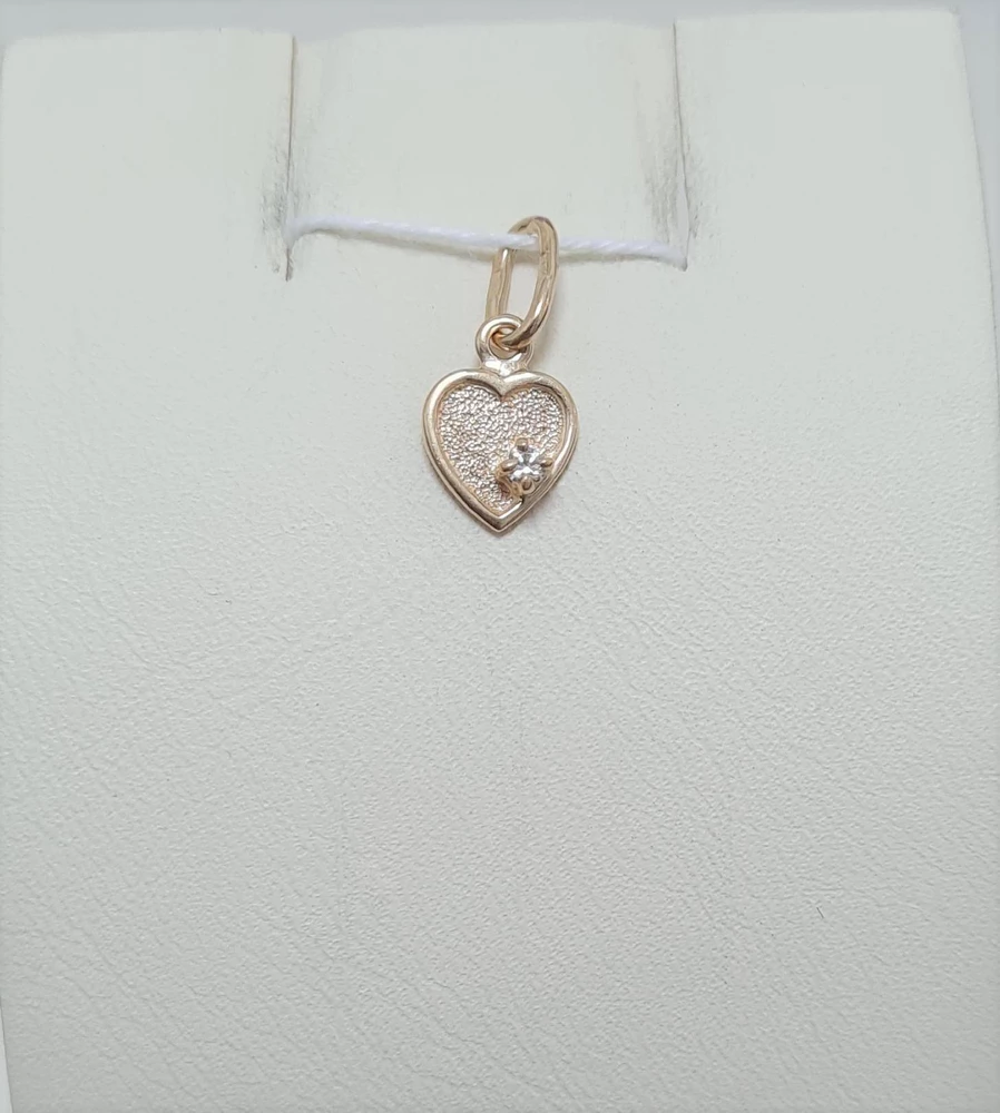 Подвес с фианитом из красного золота 585 пробы