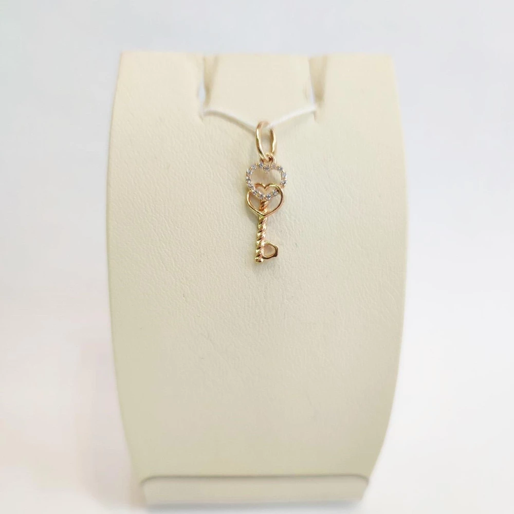 Подвес с фианитом из красного золота 585 пробы