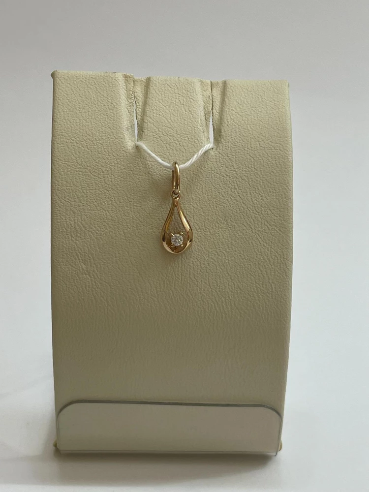 Подвес с фианитом из красного золота 585 пробы