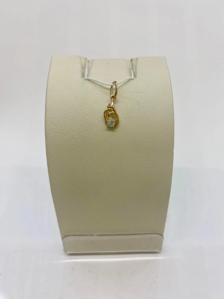 Подвес с фианитом из красного золота 585 пробы