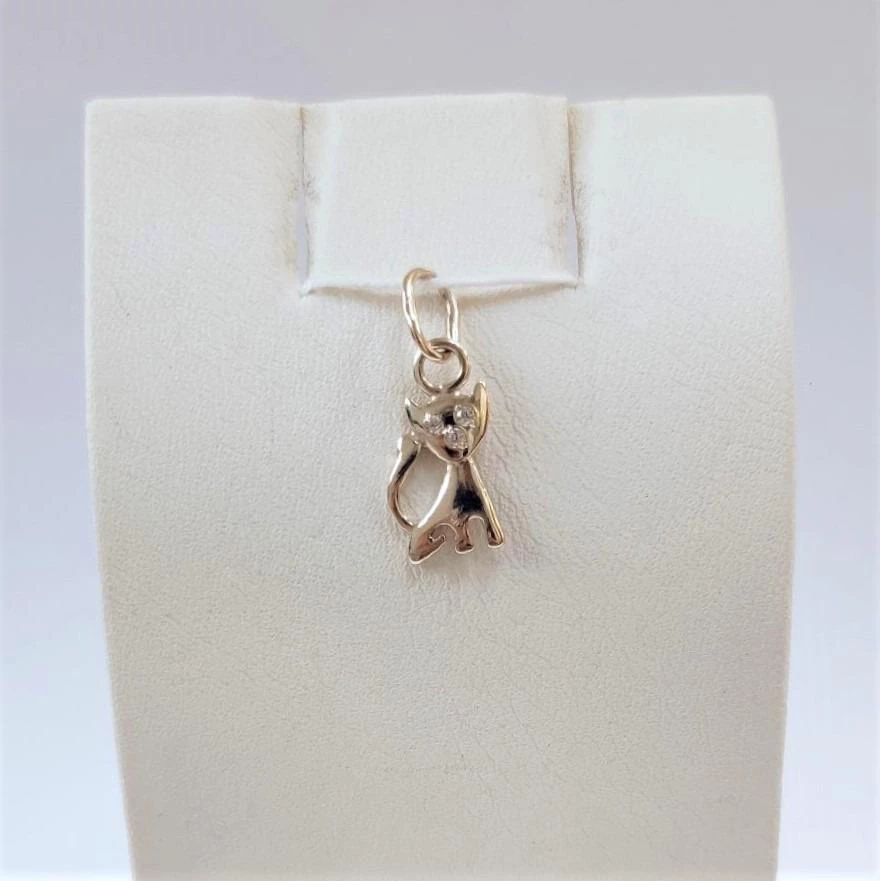 Подвес с фианитом из красного золота 585 пробы