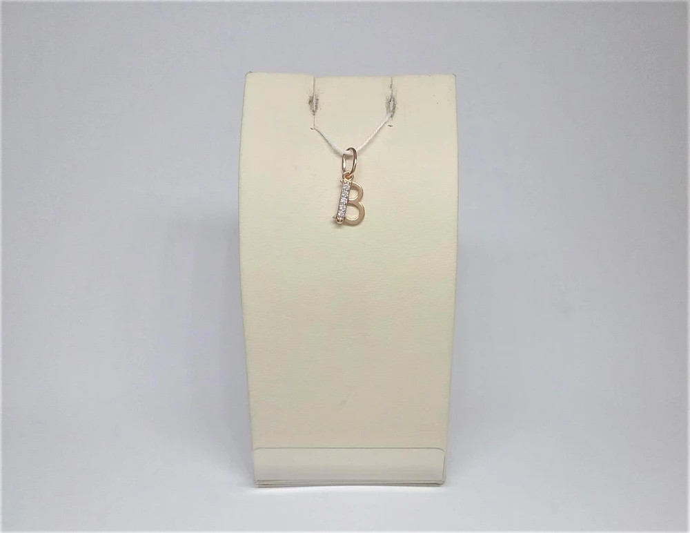 Подвес с фианитом из красного золота 585 пробы