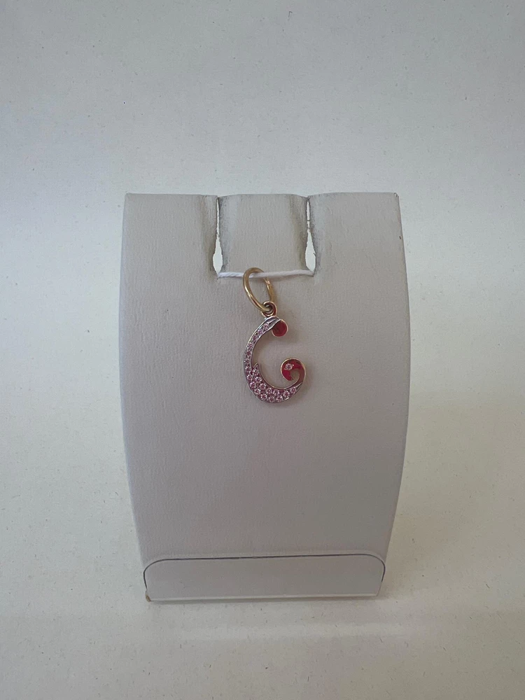 Подвес с фианитом из красного золота 585 пробы