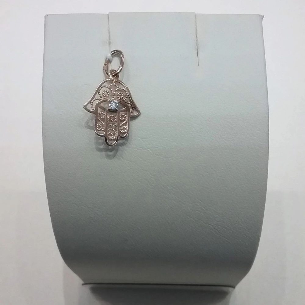 Подвес с фианитом из красного золота 585 пробы