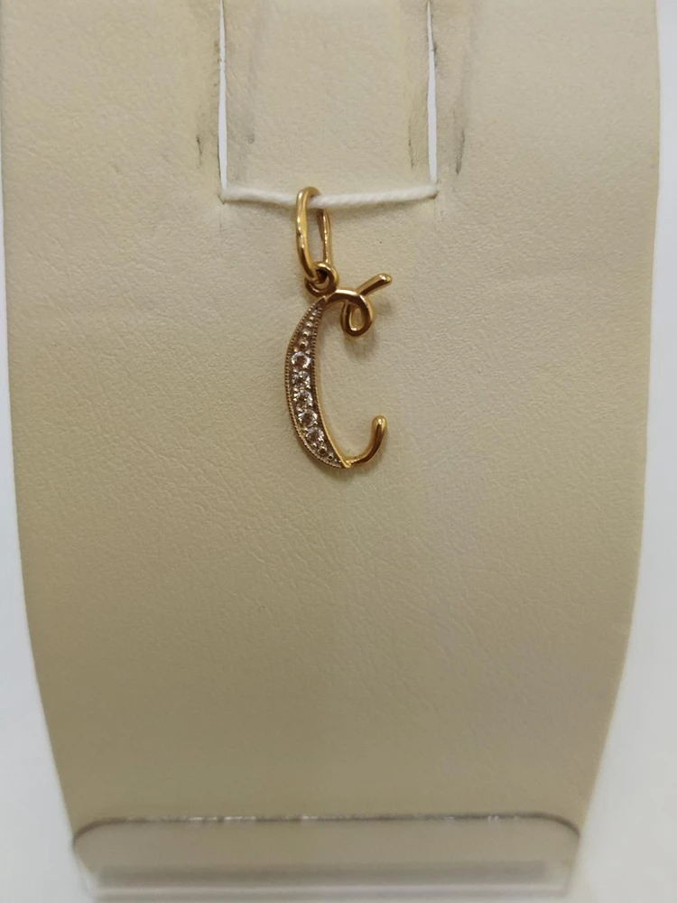 Подвес с фианитом из красного золота 585 пробы