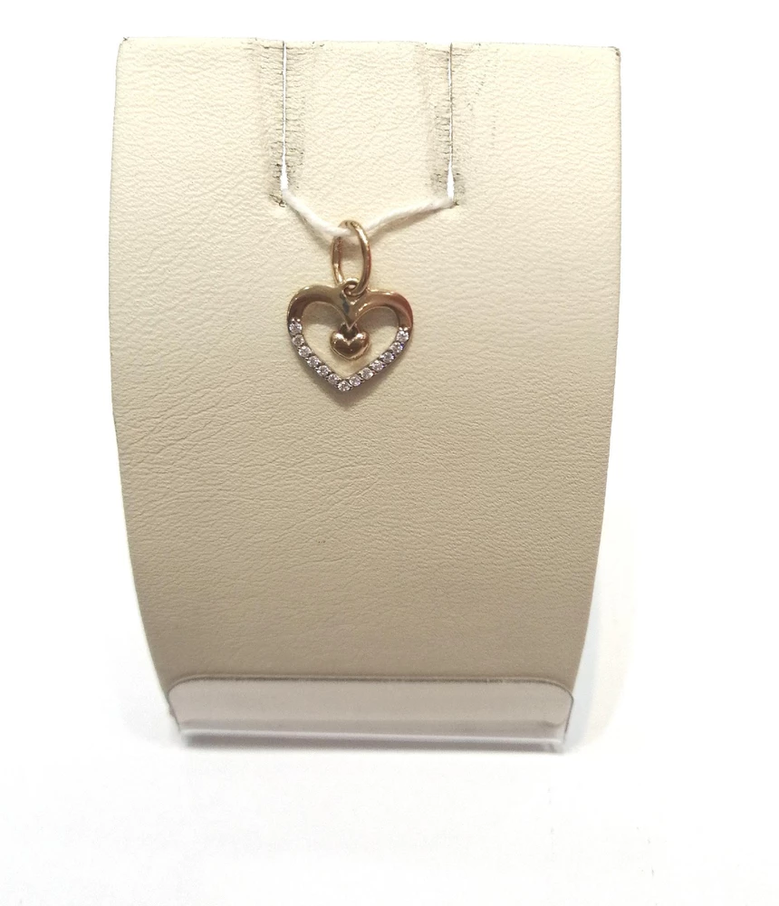 Подвес с фианитом из красного золота 585 пробы