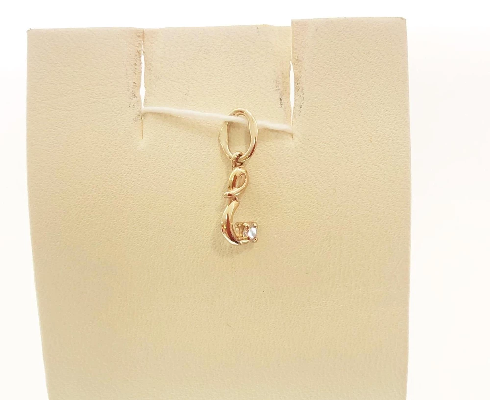 Подвес с фианитом из красного золота 585 пробы