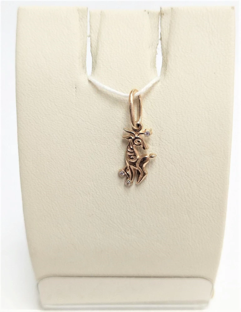 Подвес с фианитом из красного золота 585 пробы