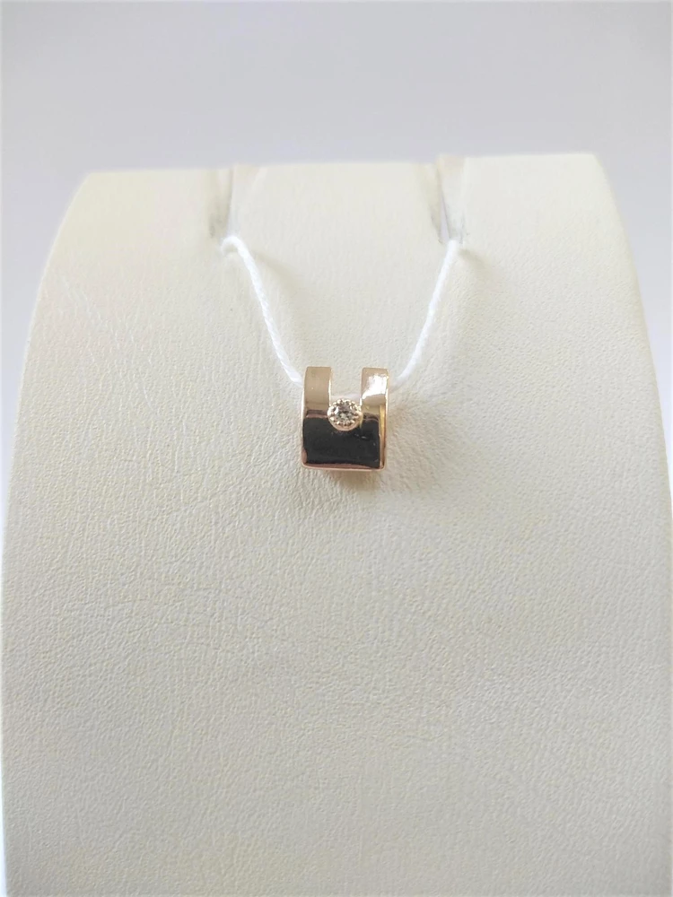 Подвес с фианитом из красного золота 585 пробы