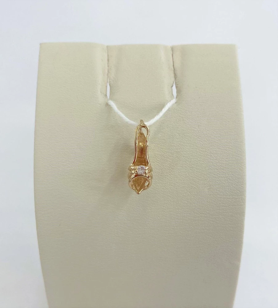 Подвес с фианитом из красного золота 585 пробы