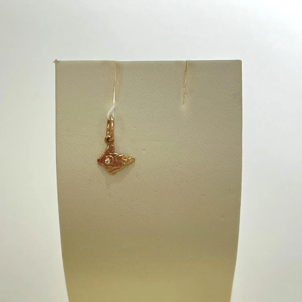 Подвес с фианитом из красного золота 585 пробы