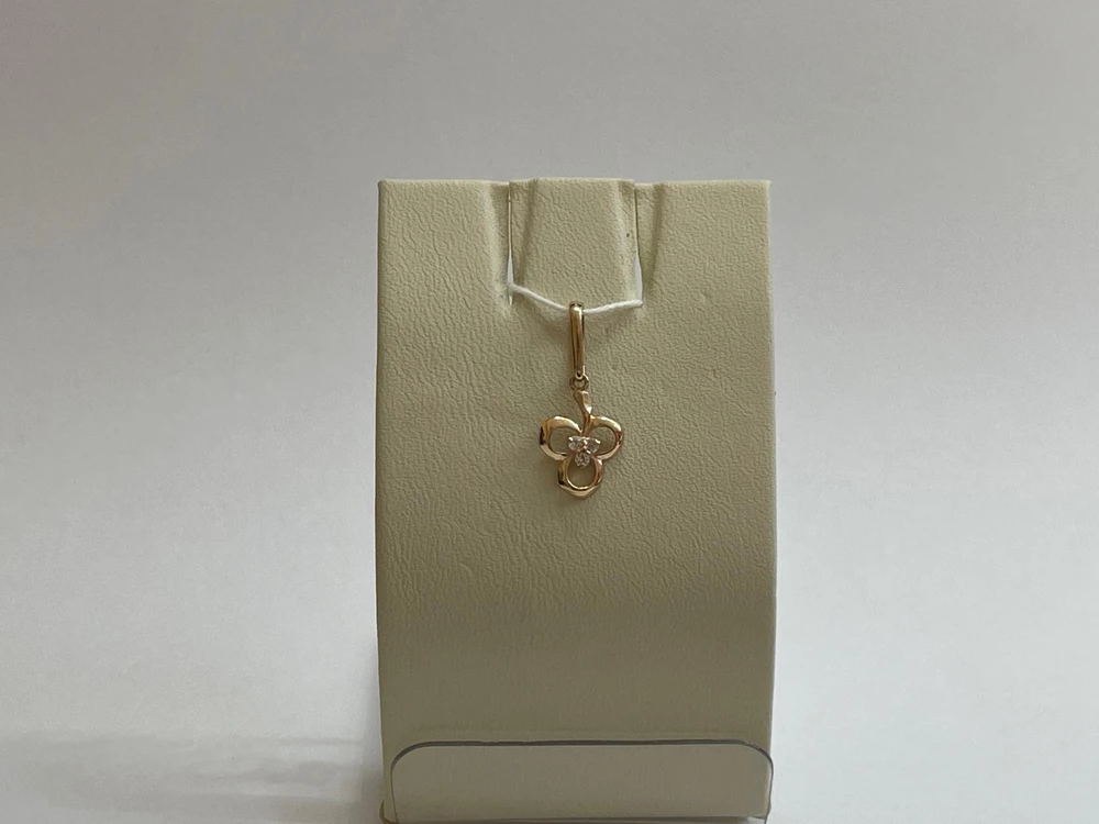 Подвес с фианитом из красного золота 585 пробы