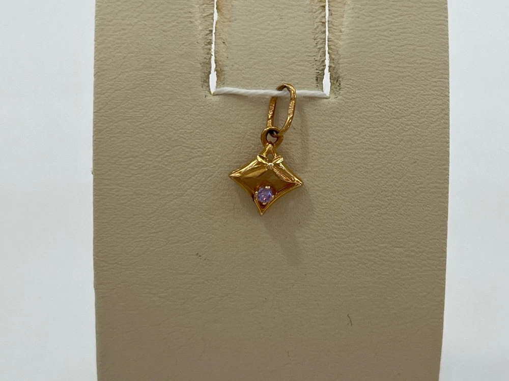 Подвес с фианитом из красного золота 585 пробы