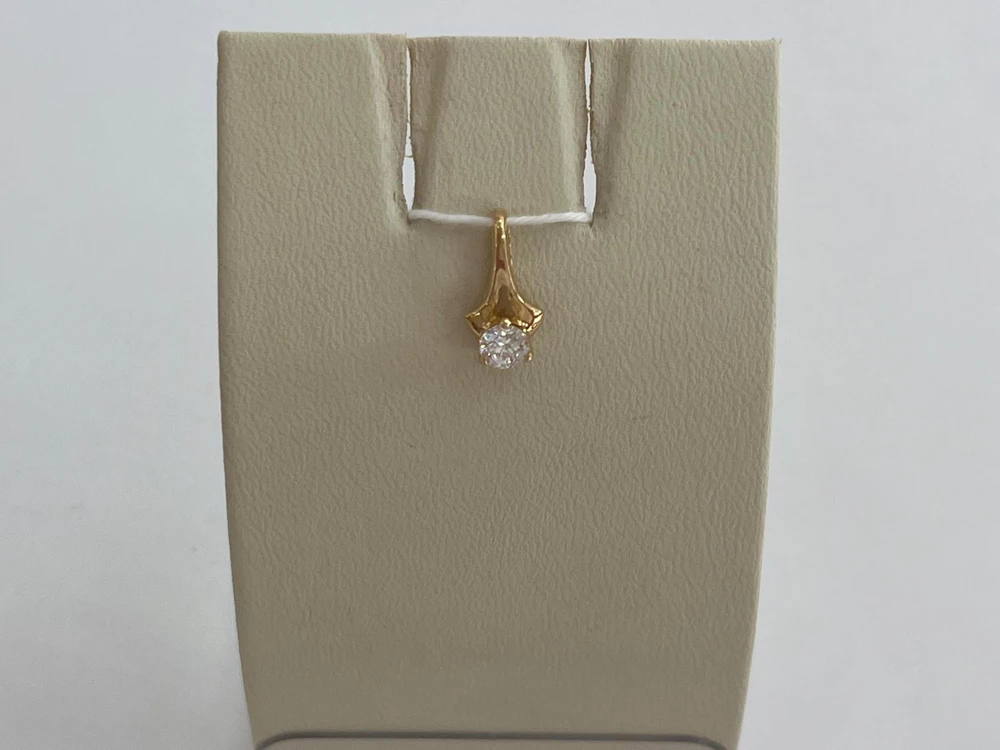 Подвес с фианитом из красного золота 585 пробы