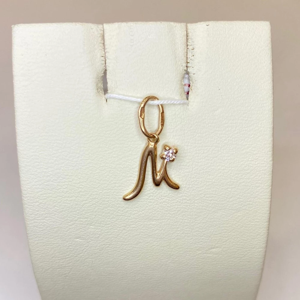 Подвес с фианитом из красного золота 585 пробы