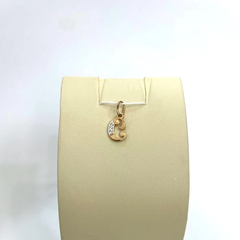 Подвес с фианитом из красного золота 585 пробы