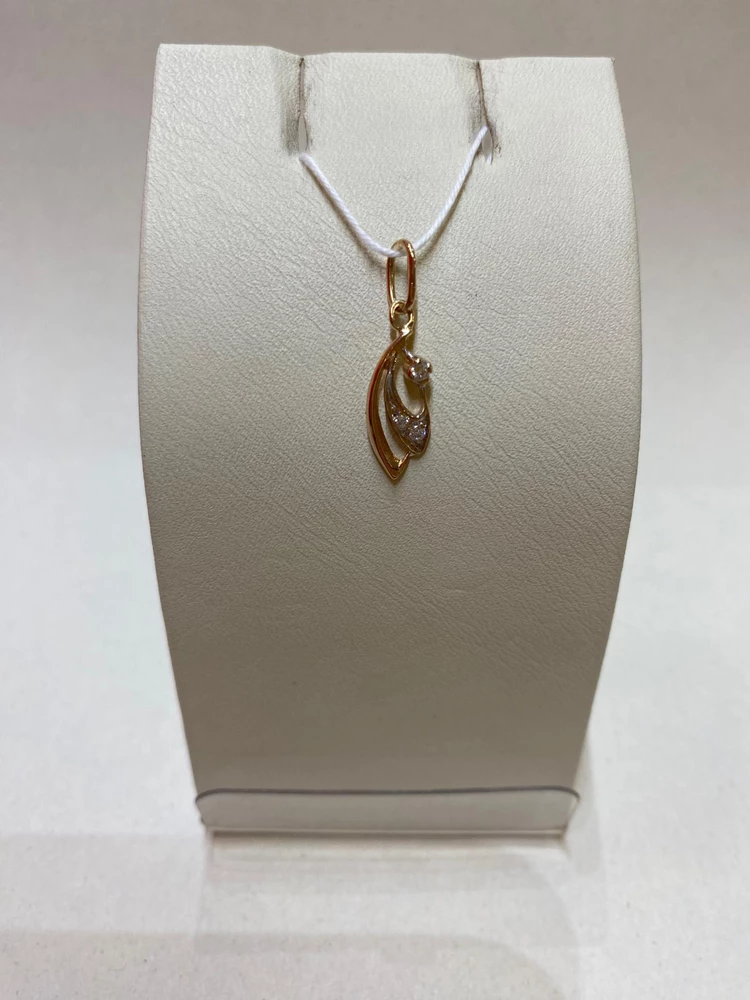 Подвес с фианитом из красного золота 585 пробы