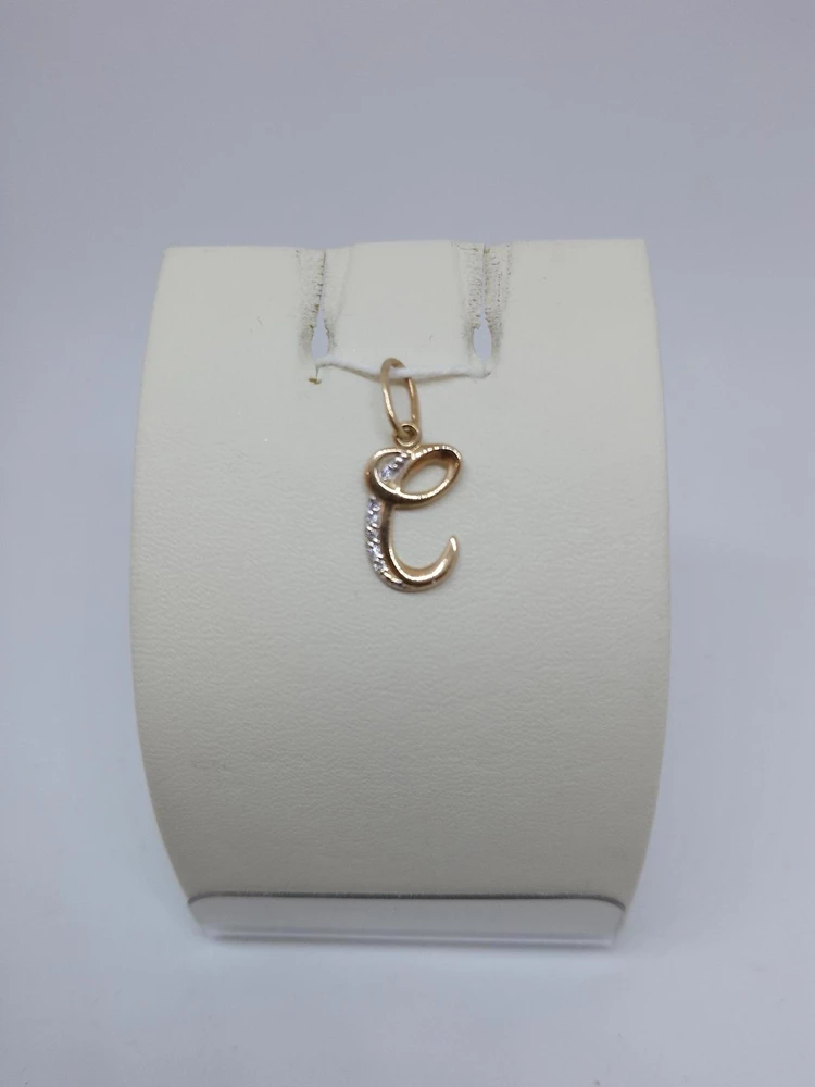 Подвес с фианитом из красного золота 585 пробы